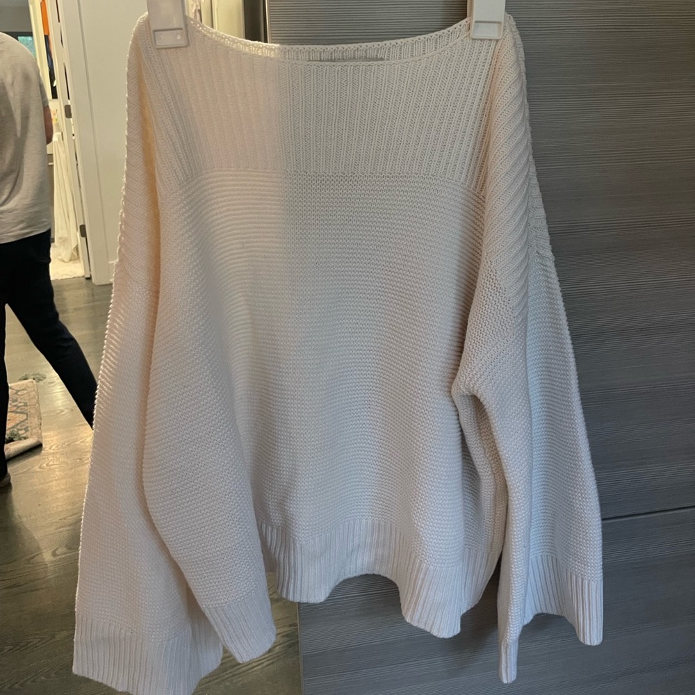 Loft boat neck white sweater